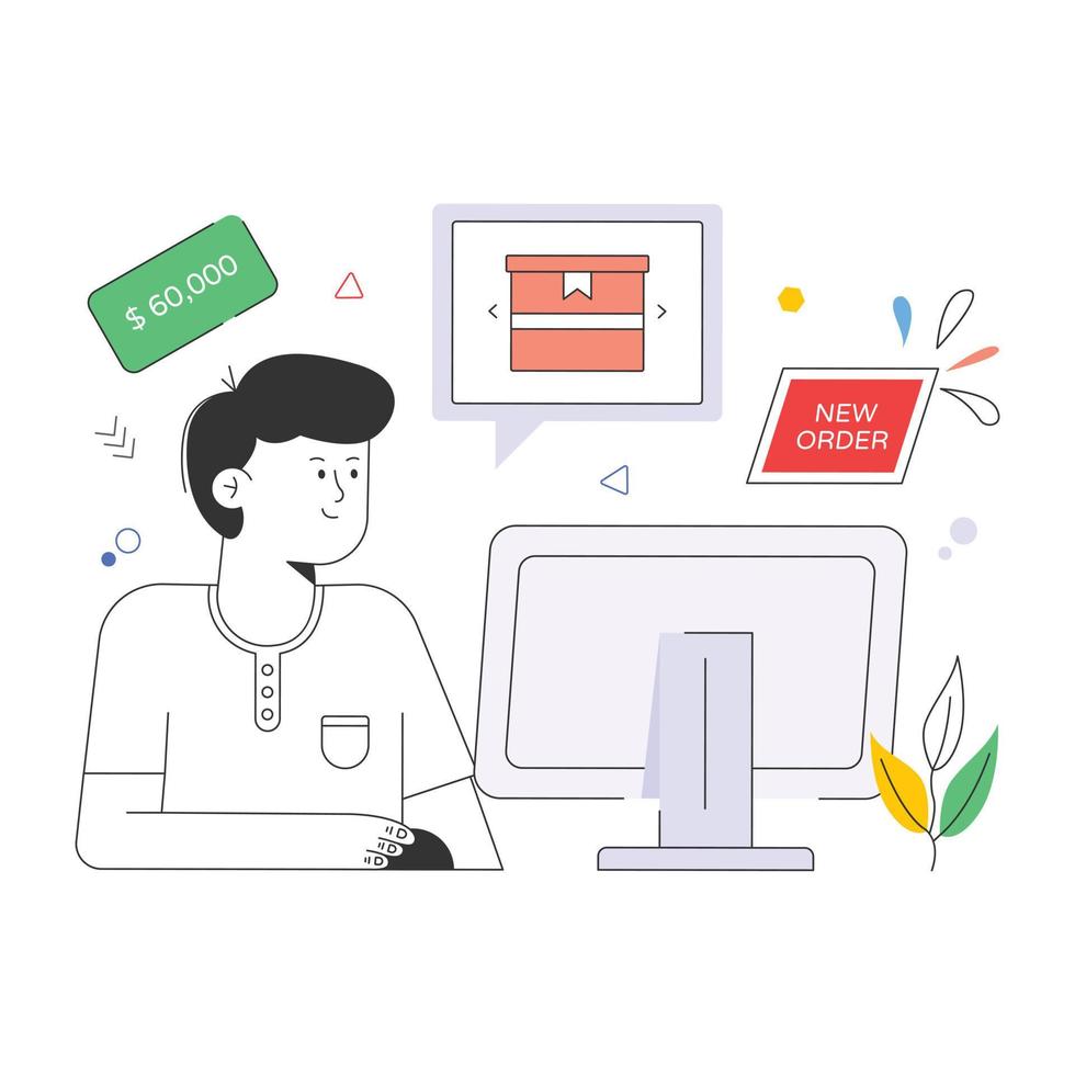 Creatively designed flat illustration of online product vector