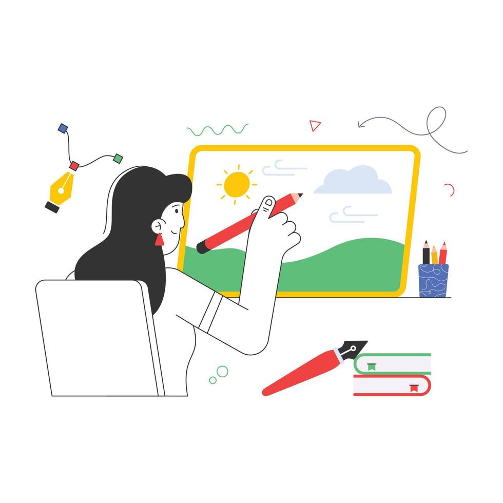A well-designed flat illustration of visual artist vector
