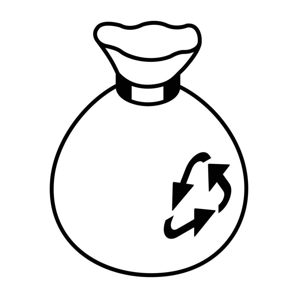 A bloated sack tied from the mouth offering trash sack graphic vector