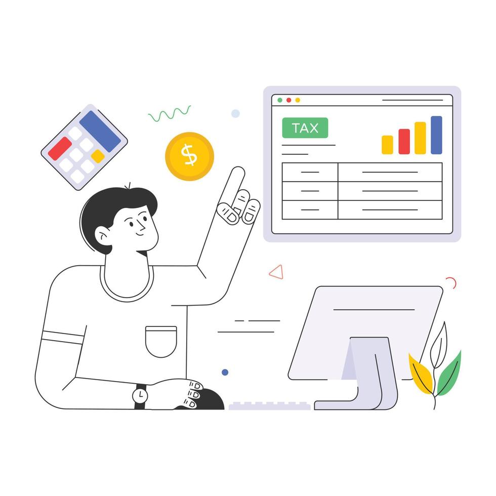 Trendy flat illustration of online taxes vector