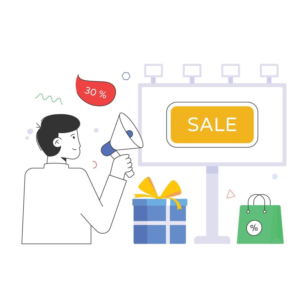 Visually appealing flat illustration of sale advertisement vector