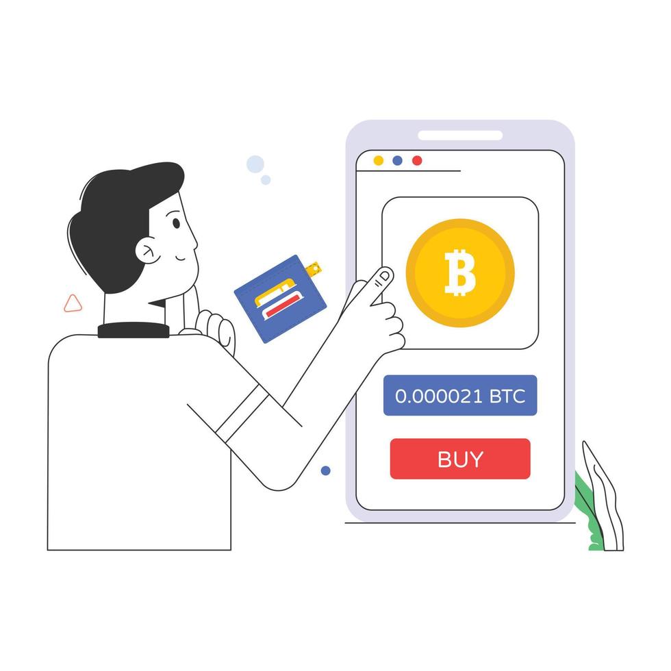 Download premium flat illustration of online cryptocurrency vector
