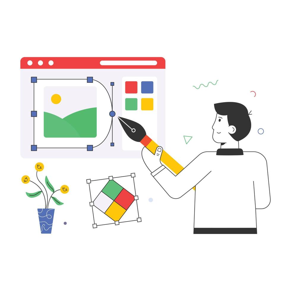 A handy flat illustration of graphic art vector