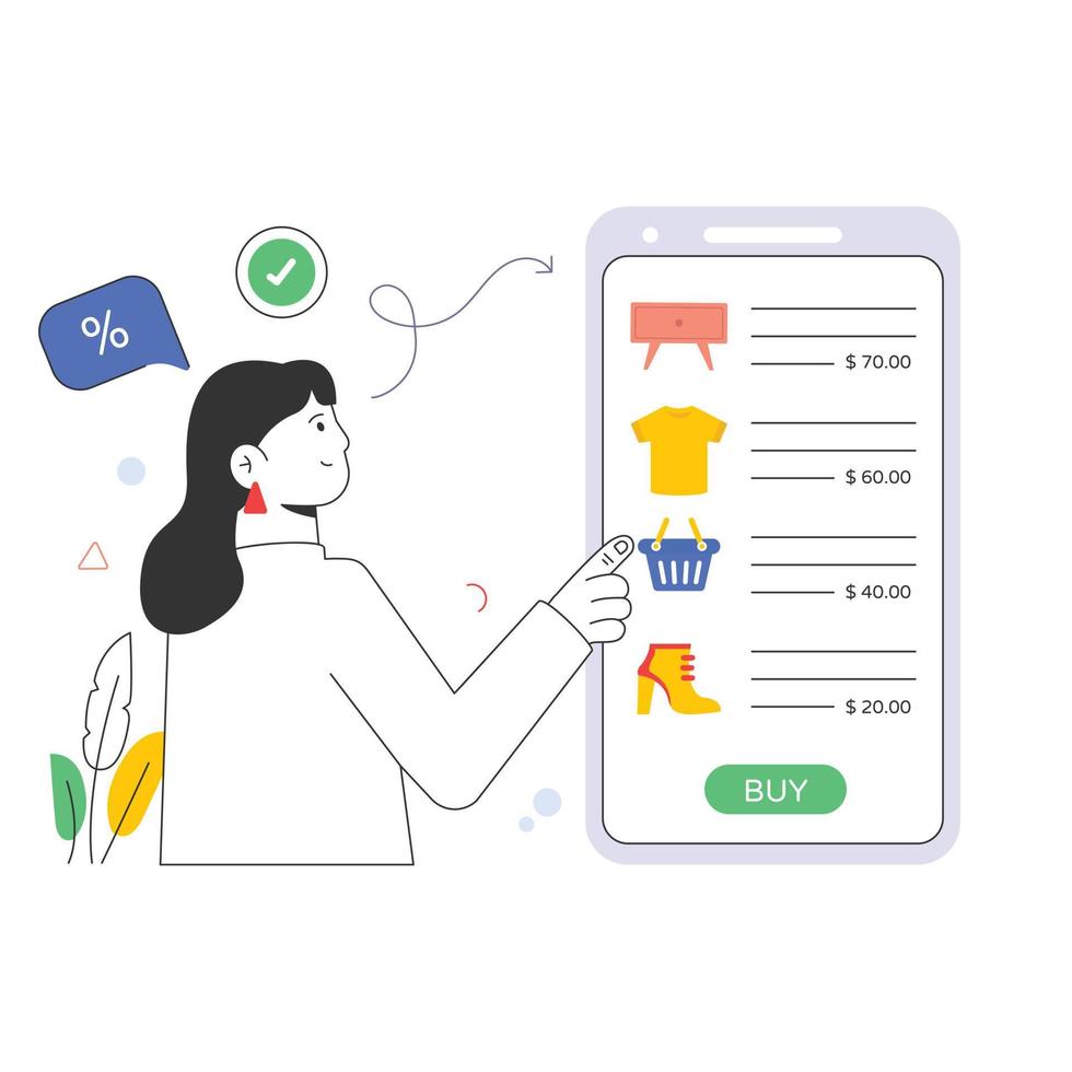 An amazing flat illustration of shopping app vector