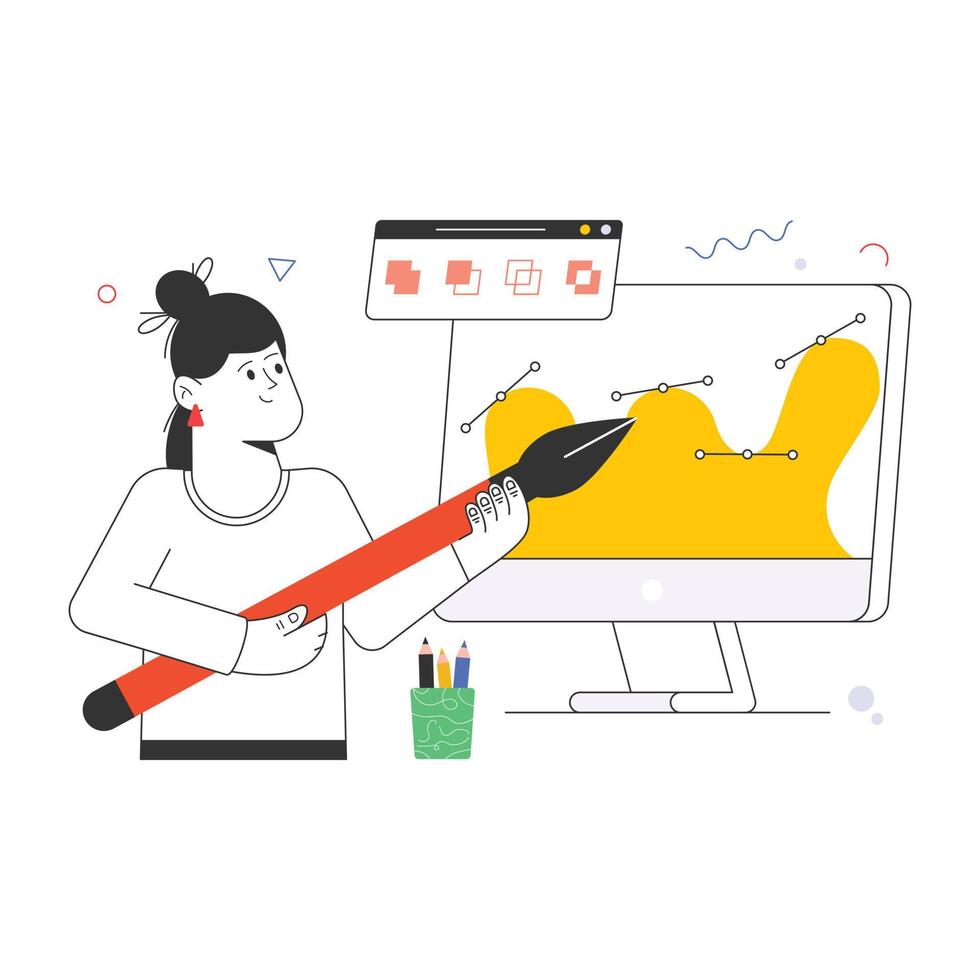 A handy flat illustration of graphic art vector