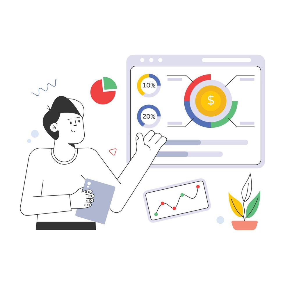 A handy flat illustration of graphic art vector