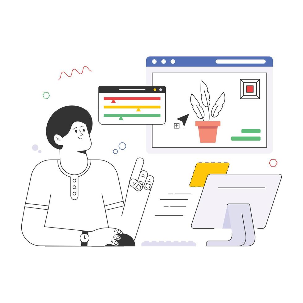 A handy flat illustration of graphic art vector