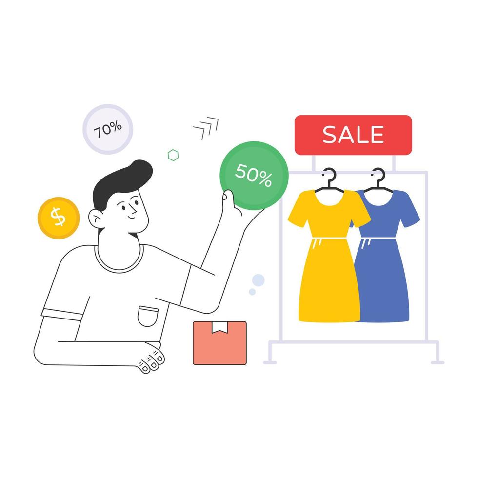 Check out flat illustration of clothing discount vector