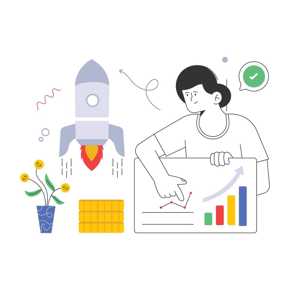 A character based flat design of revenue growth vector