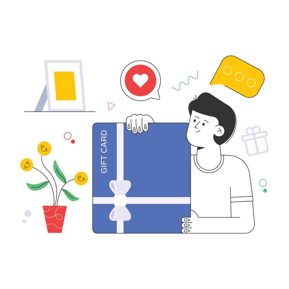 A customizable flat illustration of gift card vector