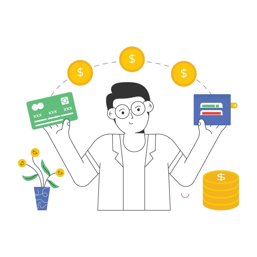 Cryptocurrency investment flat illustration is handy and scalable vector