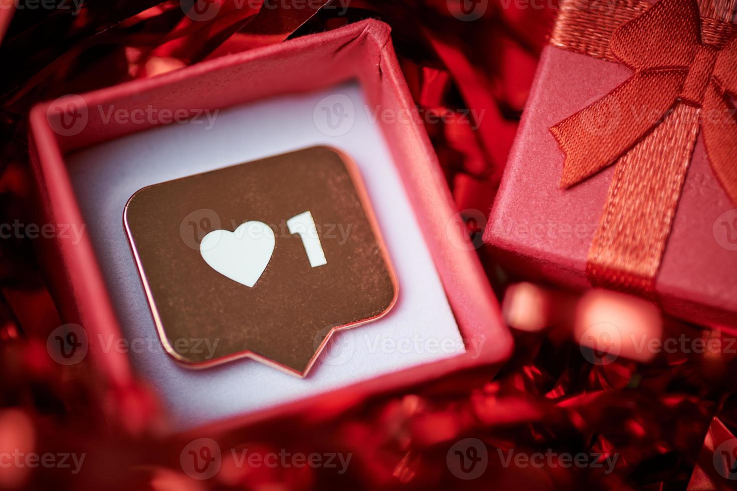 Like symbol in red gift box photo