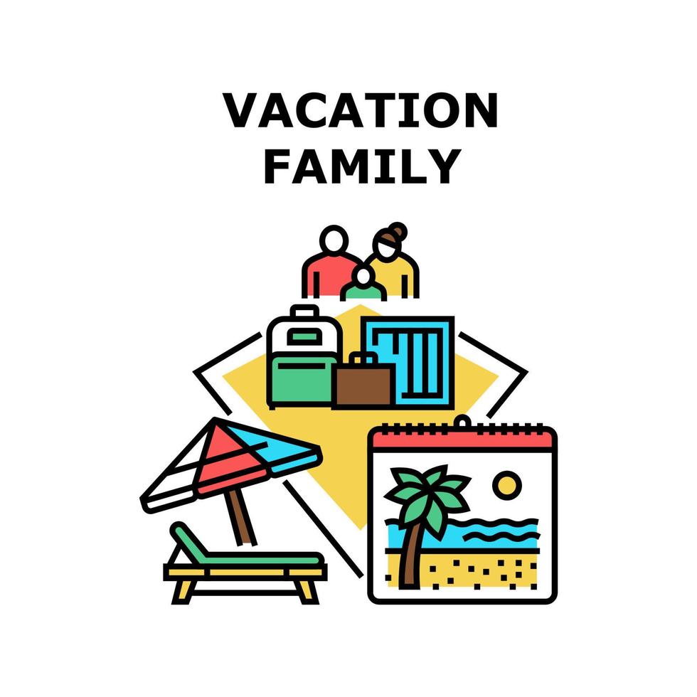 ilustración de color de concepto de vector de vacaciones familiares