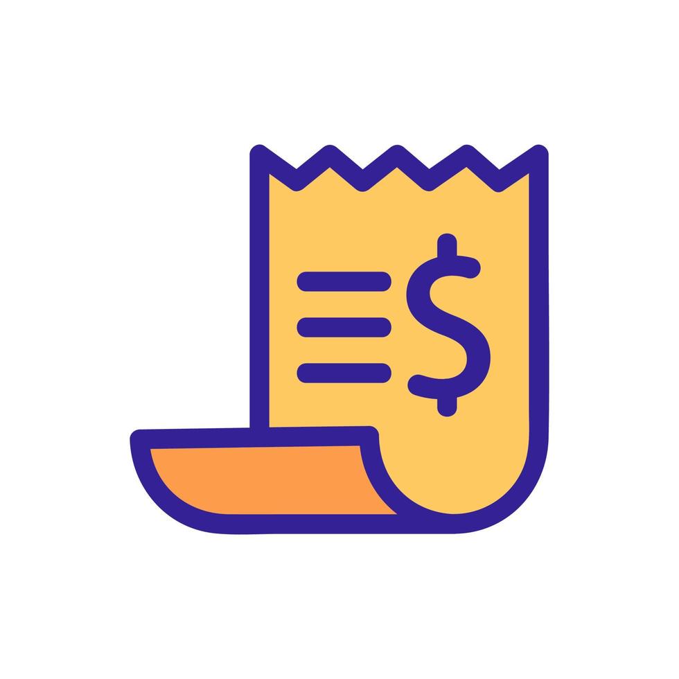 vector de icono de dólar de recibo. ilustración de símbolo de contorno aislado