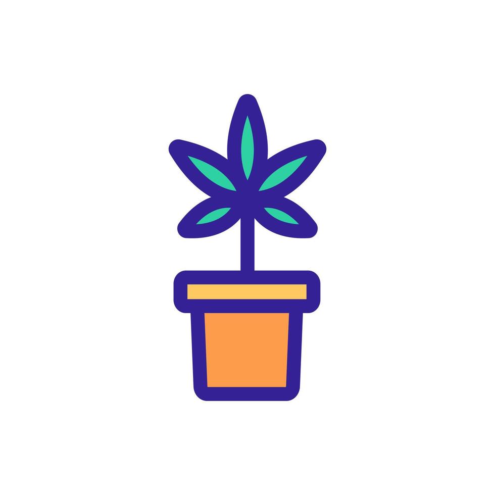 cannabis en un vector de icono de olla. ilustración de símbolo de contorno aislado