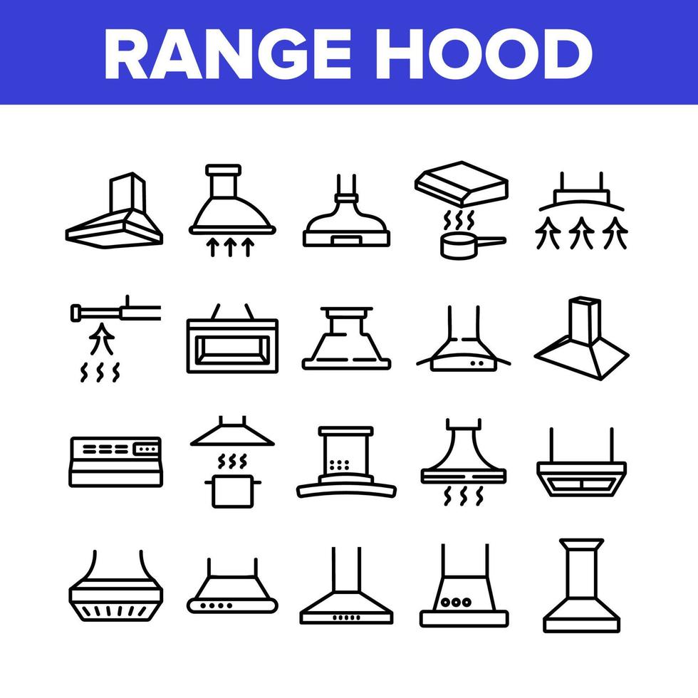 Range Hood Device Collection Icons Set Vector