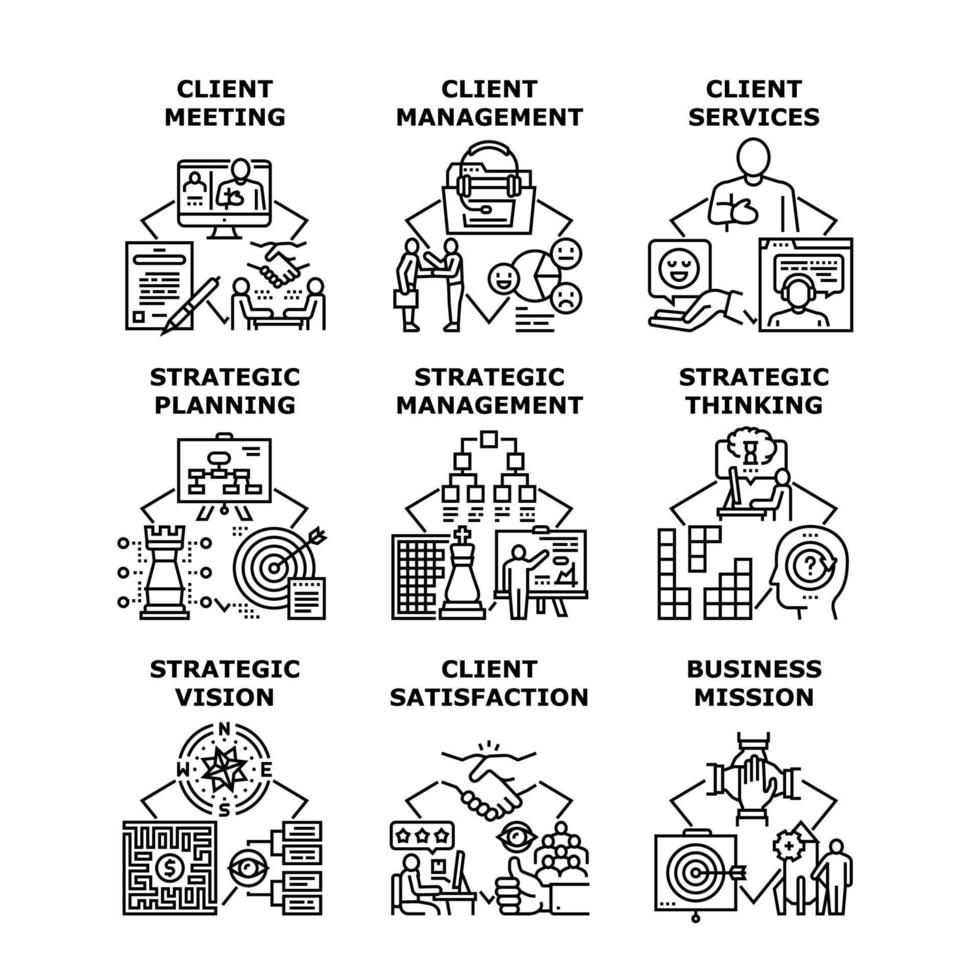 Client Services Set Icons Vector Illustrations