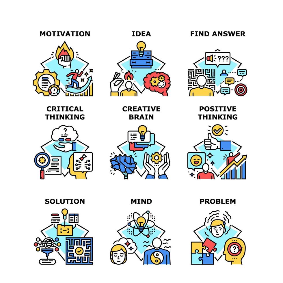 Creative Brain Set Icons Vector Illustrations