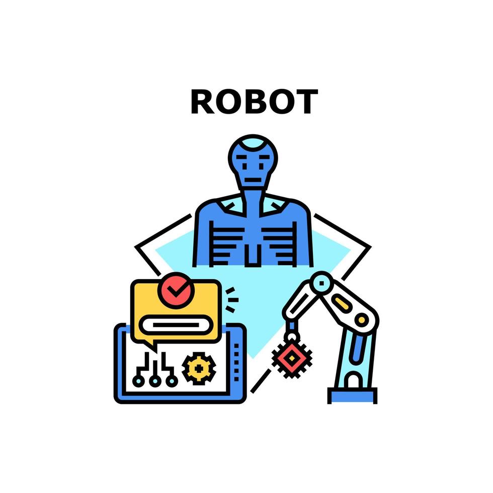 Robot Machine Vector Concept Color Illustration