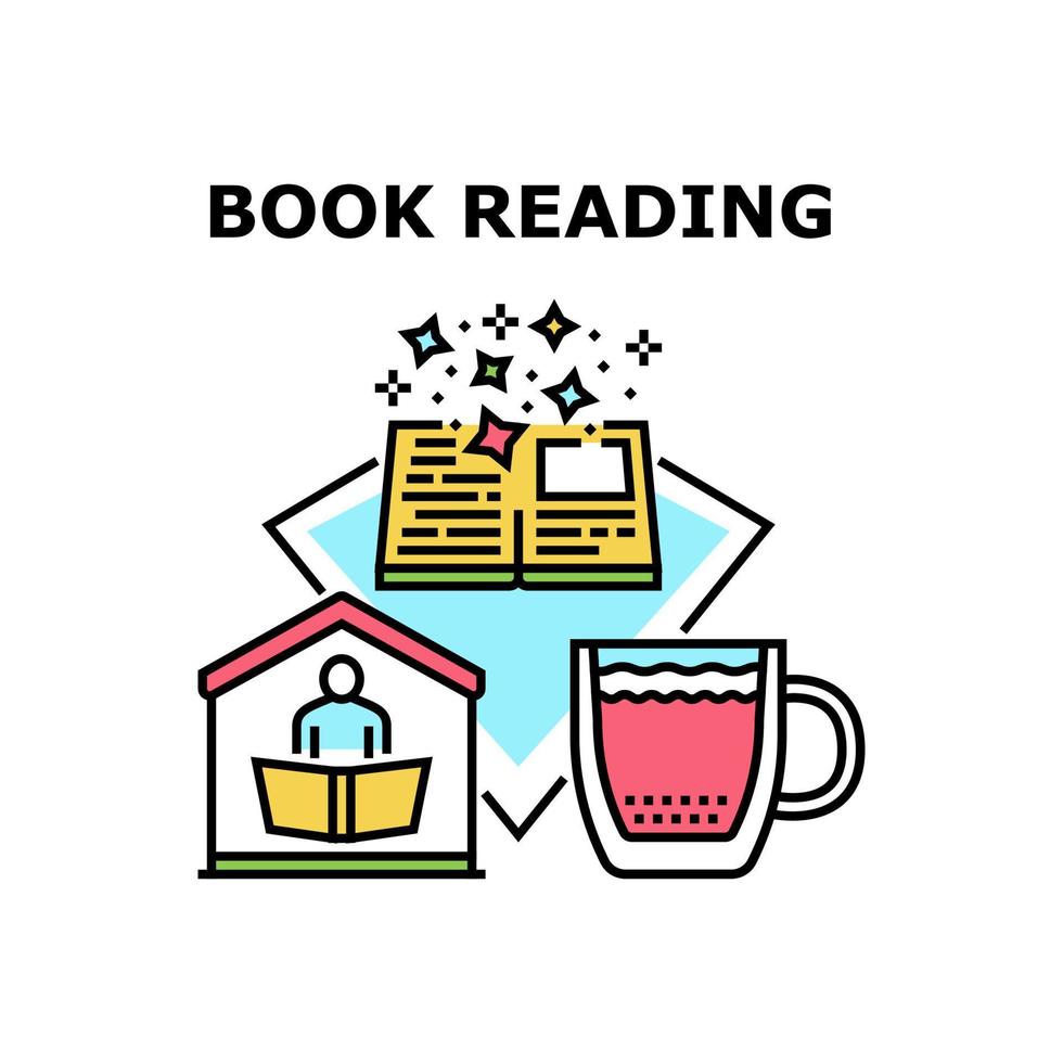 Book Reading Vector Concept Color Illustration