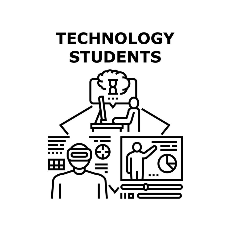 ilustración de concepto de vector de tecnología de estudiantes