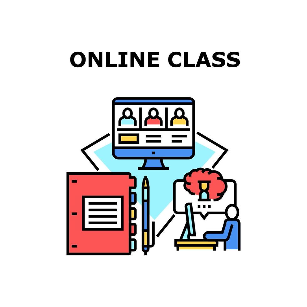 ilustración de color de concepto de vector de clase en línea