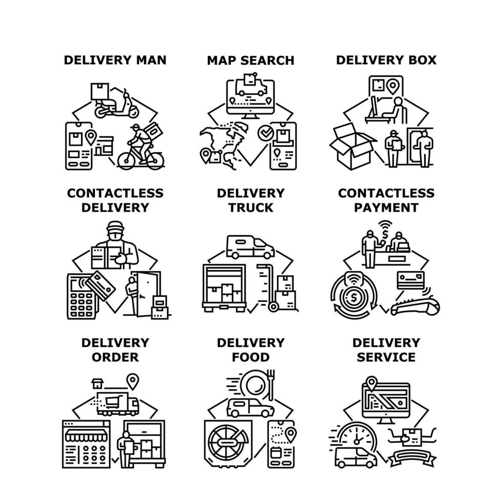 Delivery Service Set Icons Vector Illustrations