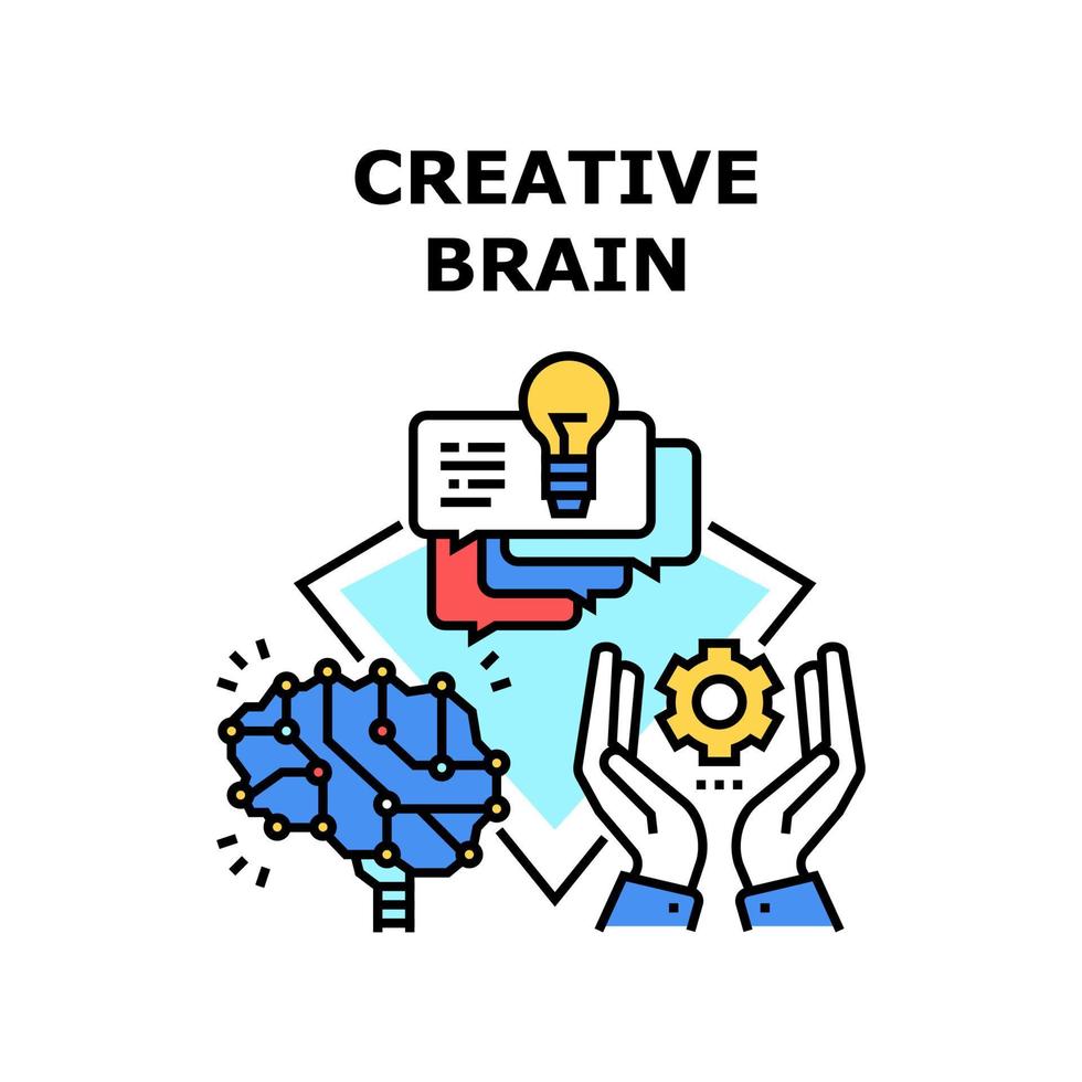 Creative Brain Vector Concept Color Illustration