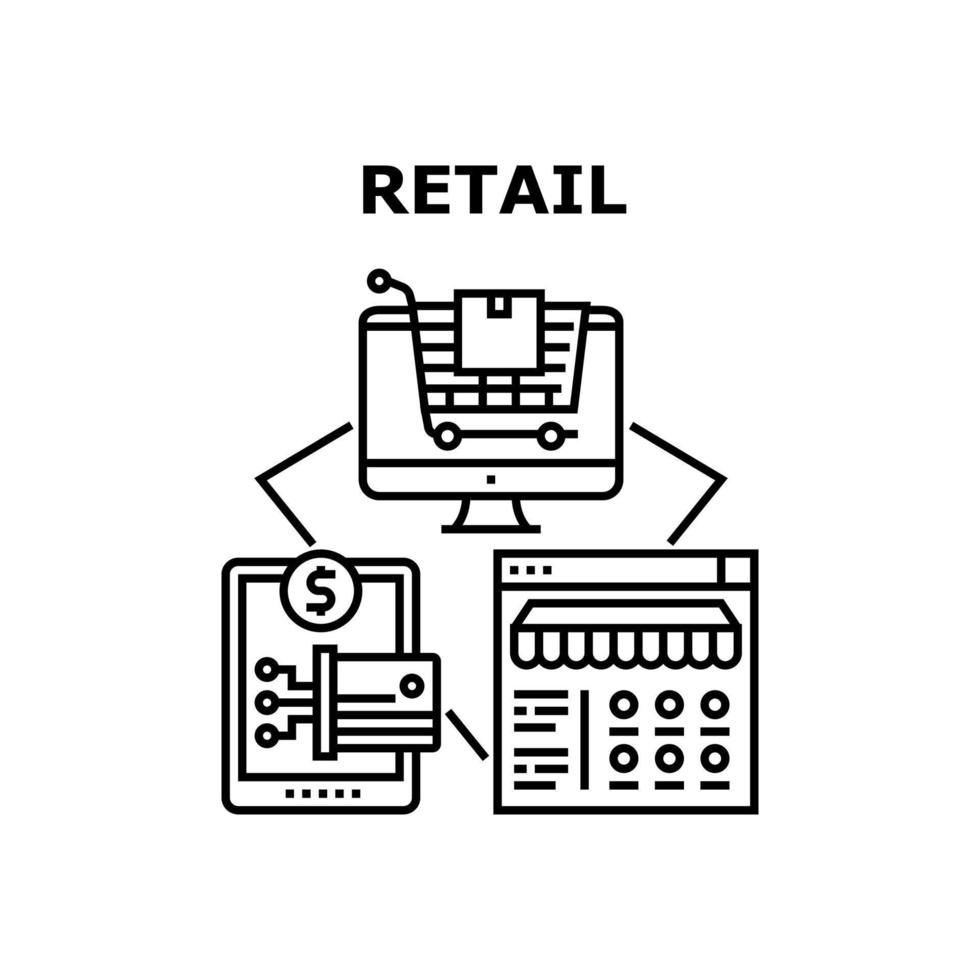 Retail Tech Vector Concept Black Illustration