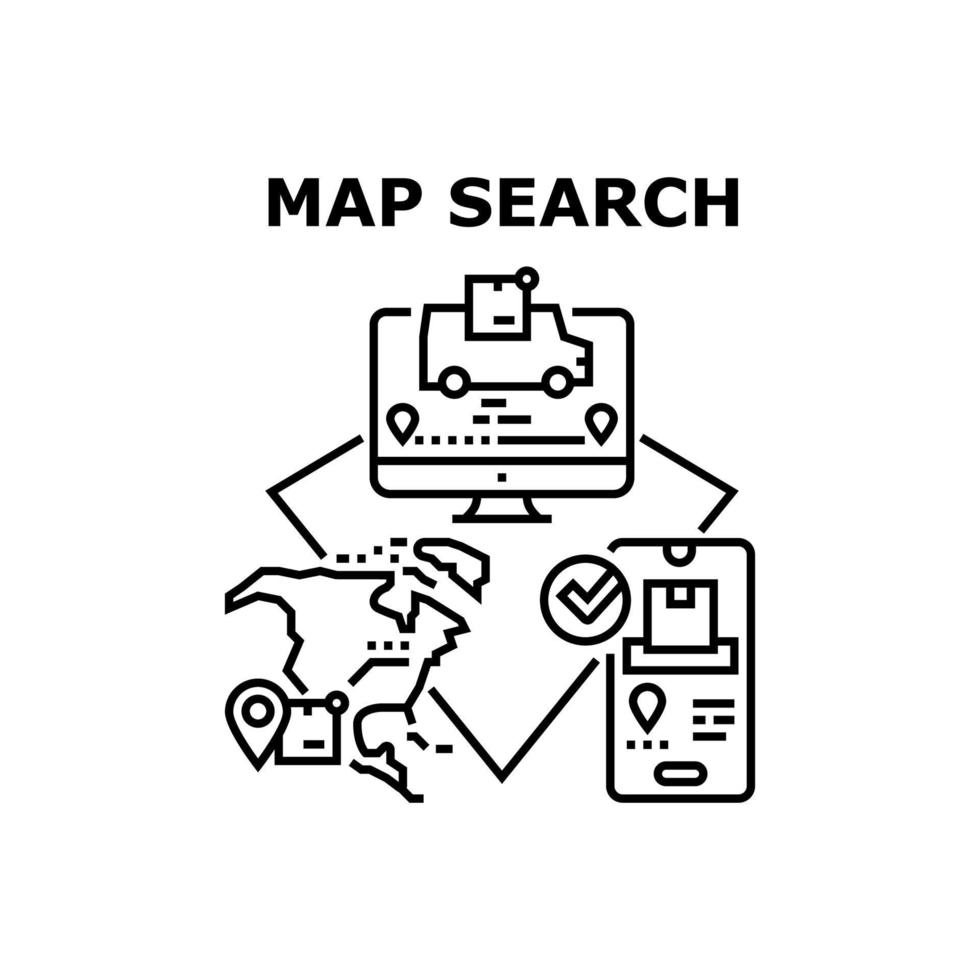 Map Search App Vector Concept Black Illustration