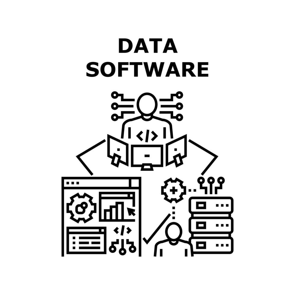 ilustración de color de concepto de vector de software de datos