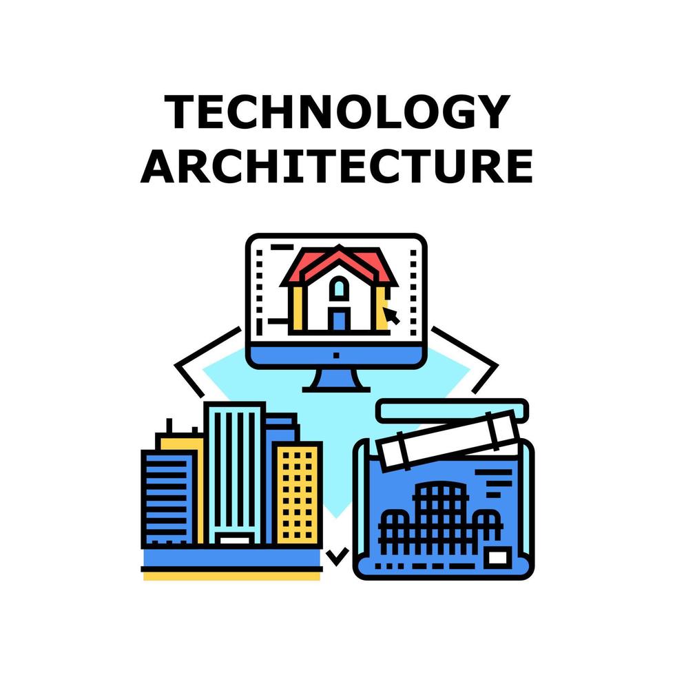 Technology Architecture Vector Color Illustration