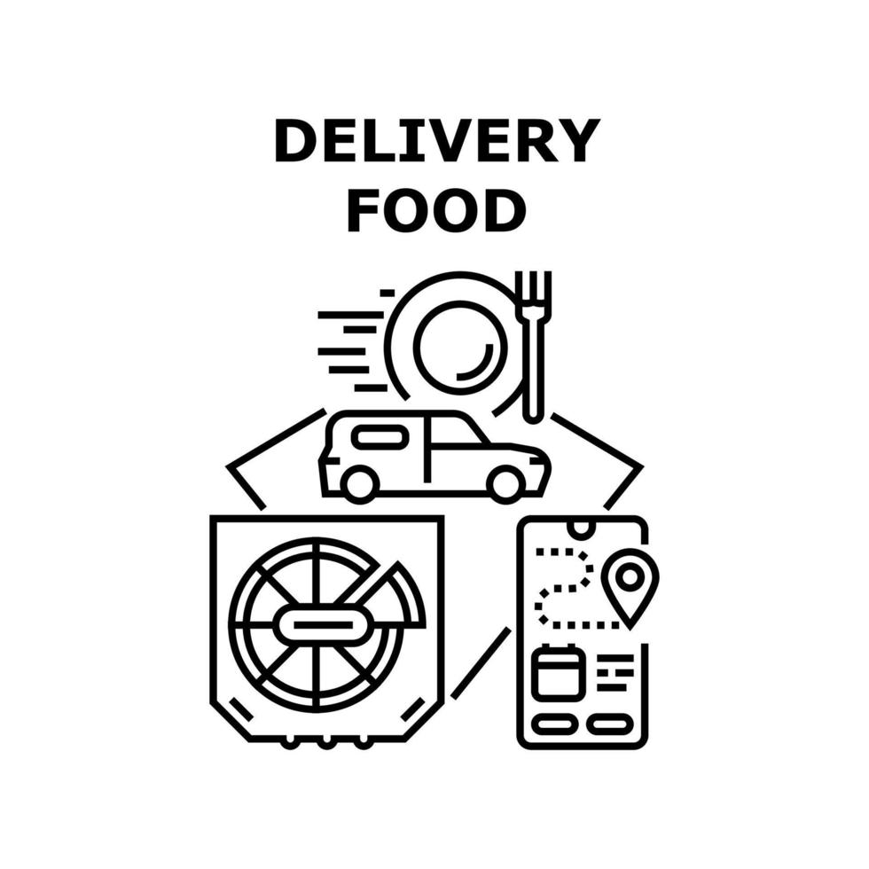 Delivery Food Vector Concept Black Illustration