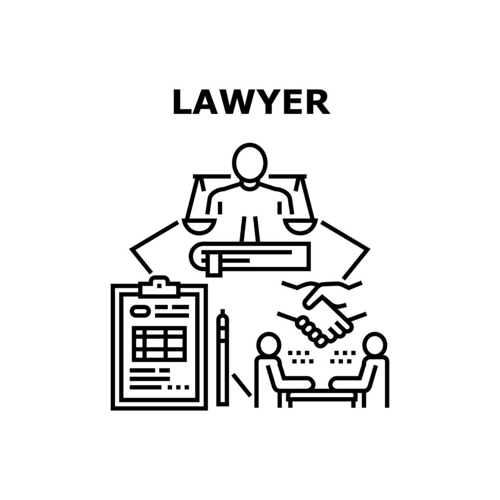 Lawyer Support Vector Concept Black Illustration