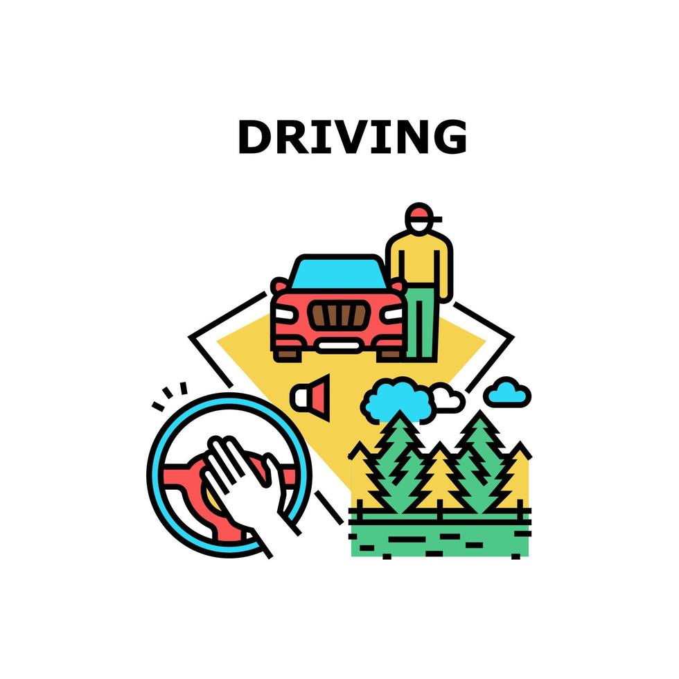 Driving Car Vector Concept Color Illustration