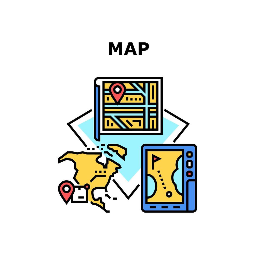Map Navigation Vector Concept Color Illustration