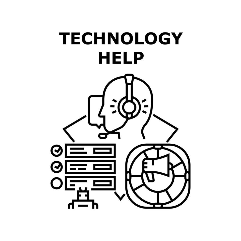 Help Technology Vector Concept Color Illustration