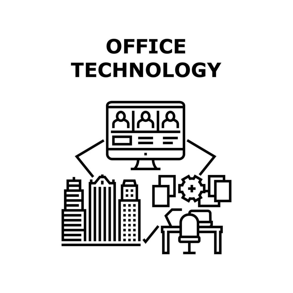 ilustración de color de concepto de vector de tecnología de oficina