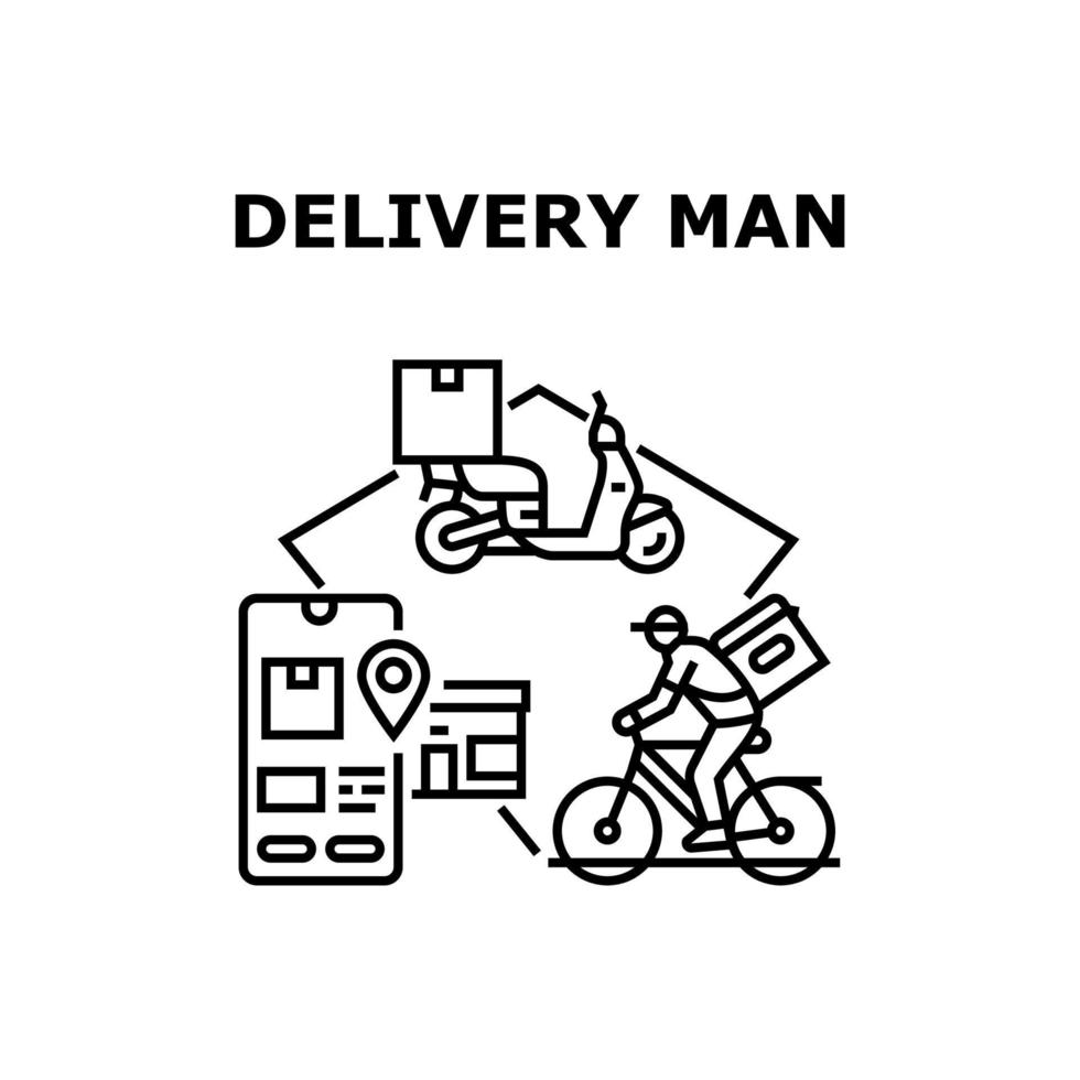 Delivery Man Vector Concept Black Illustration