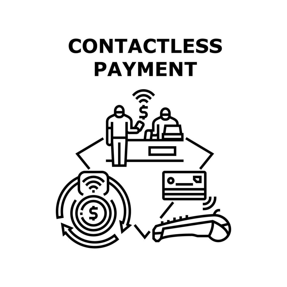 Contactless Payment Vector Black Illustration