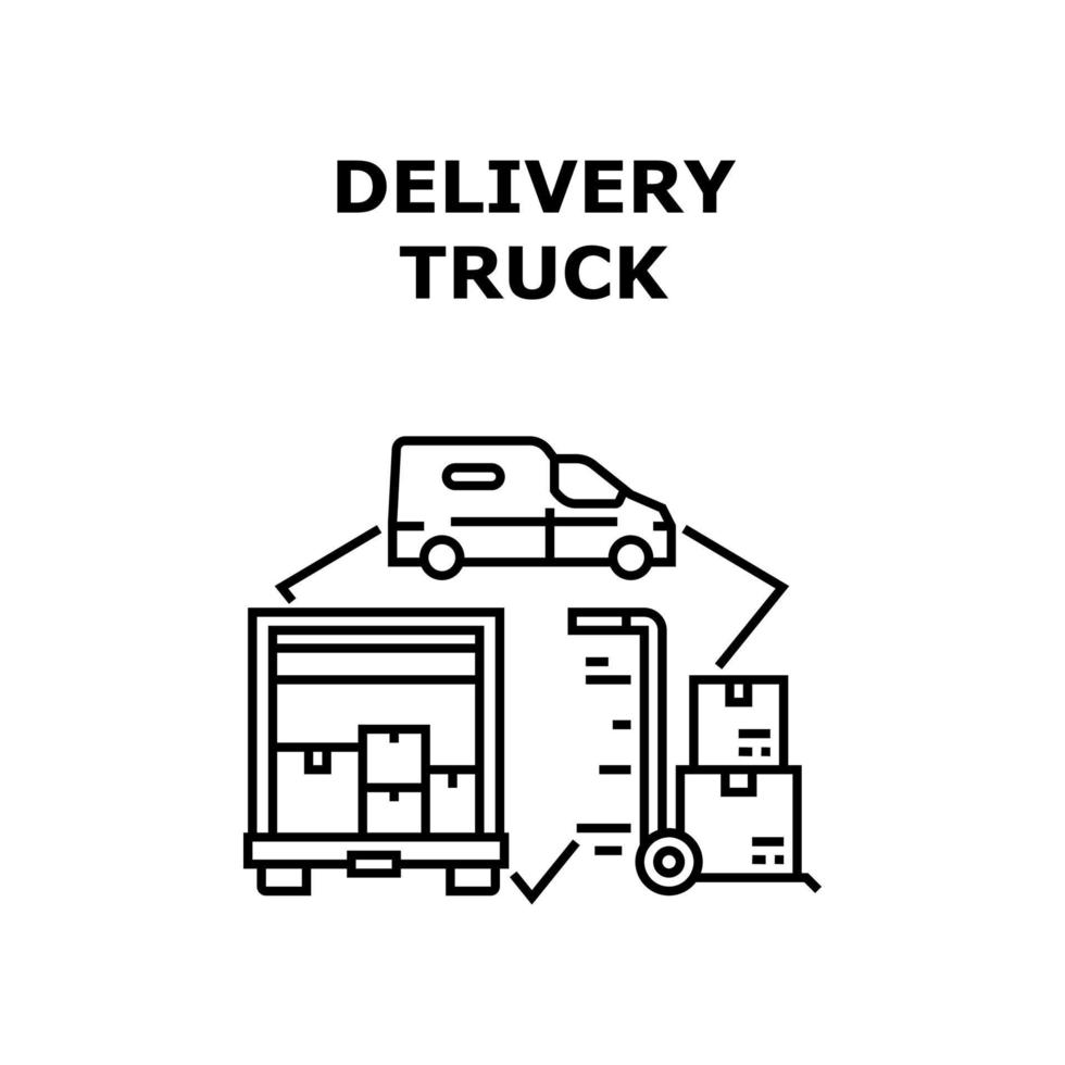 camión de reparto vector concepto negro ilustración