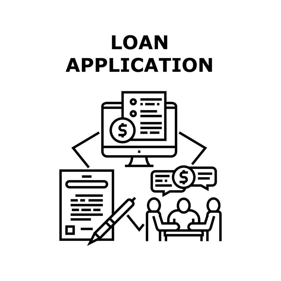 Loan Application Vector Concept Black Illustration