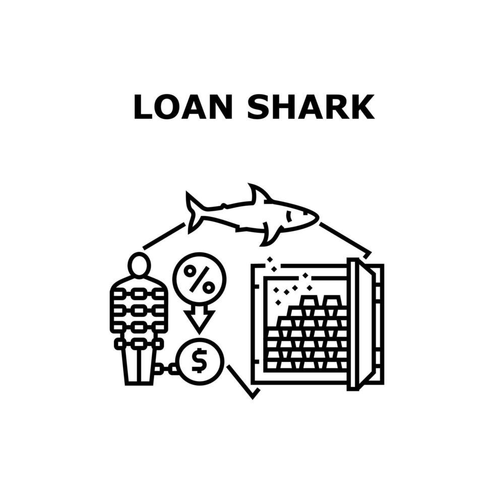 Loan Shark Bank Vector Concept Black Illustration