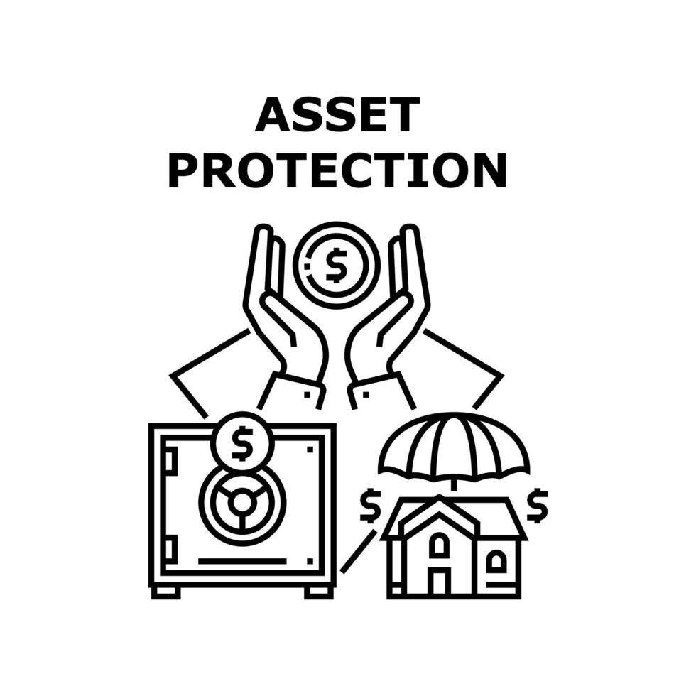 Asset Protection Vector Concept Black Illustration