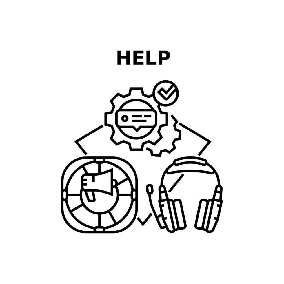 Help Service Vector Concept Black Illustration