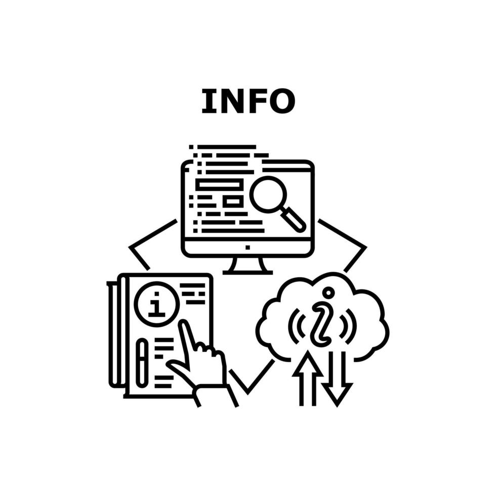 ilustración de concepto de vector de búsqueda de información negro