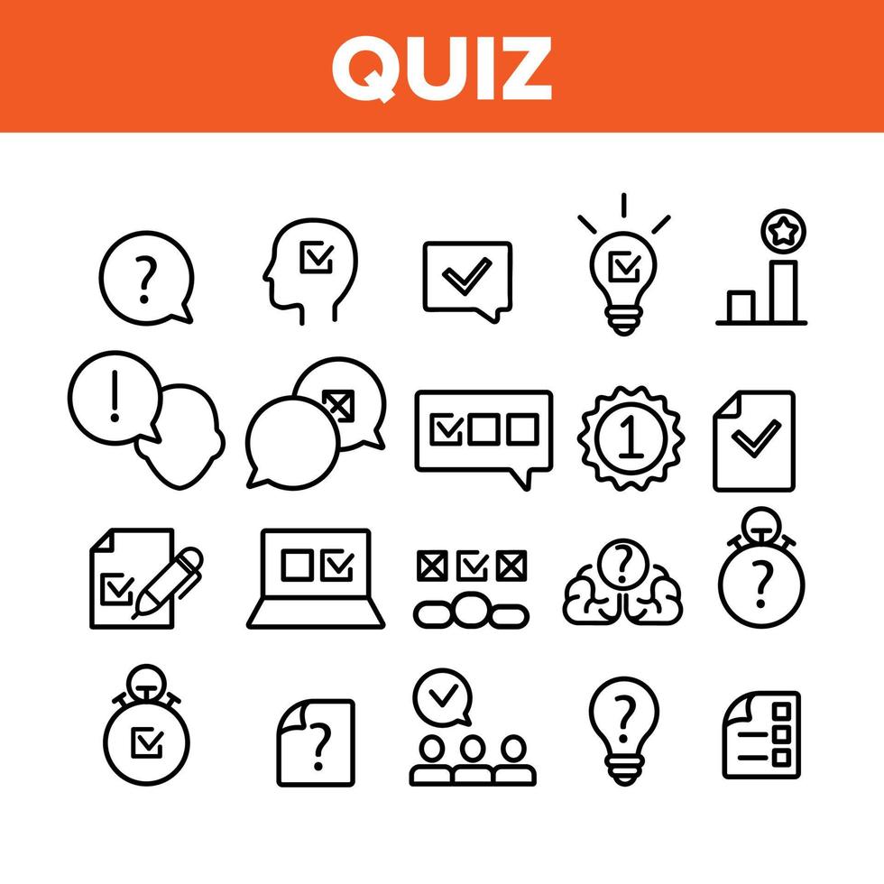 Quiz Game Collection Elements Icons Set Vector