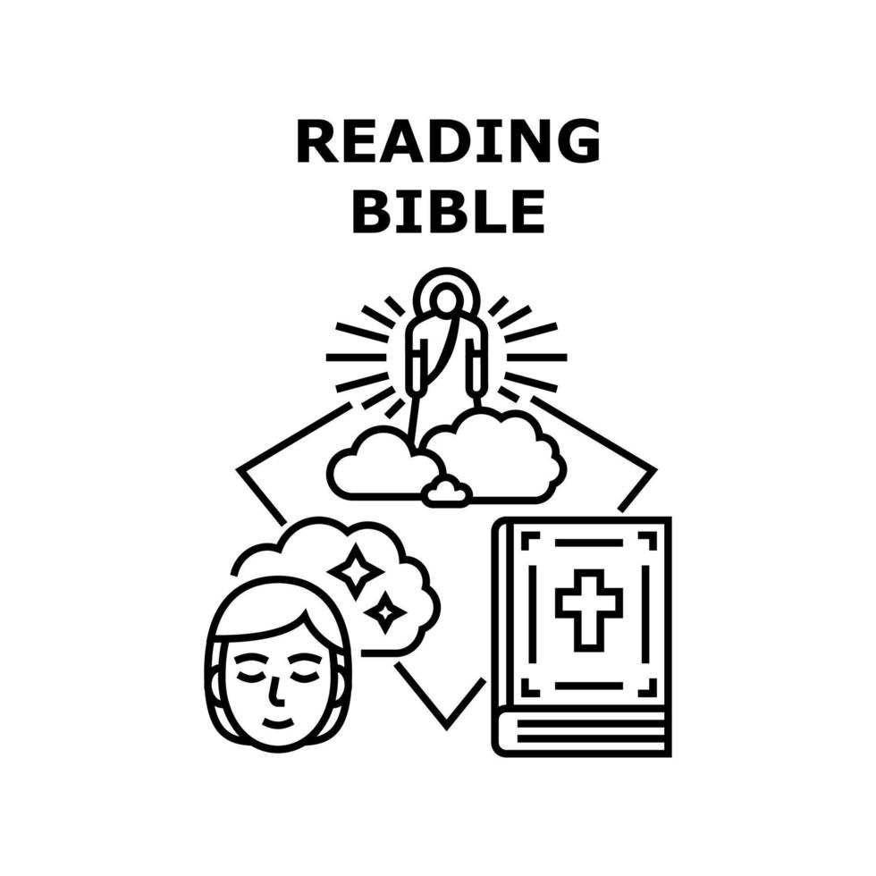 Reading Bible Vector Concept Black Illustration
