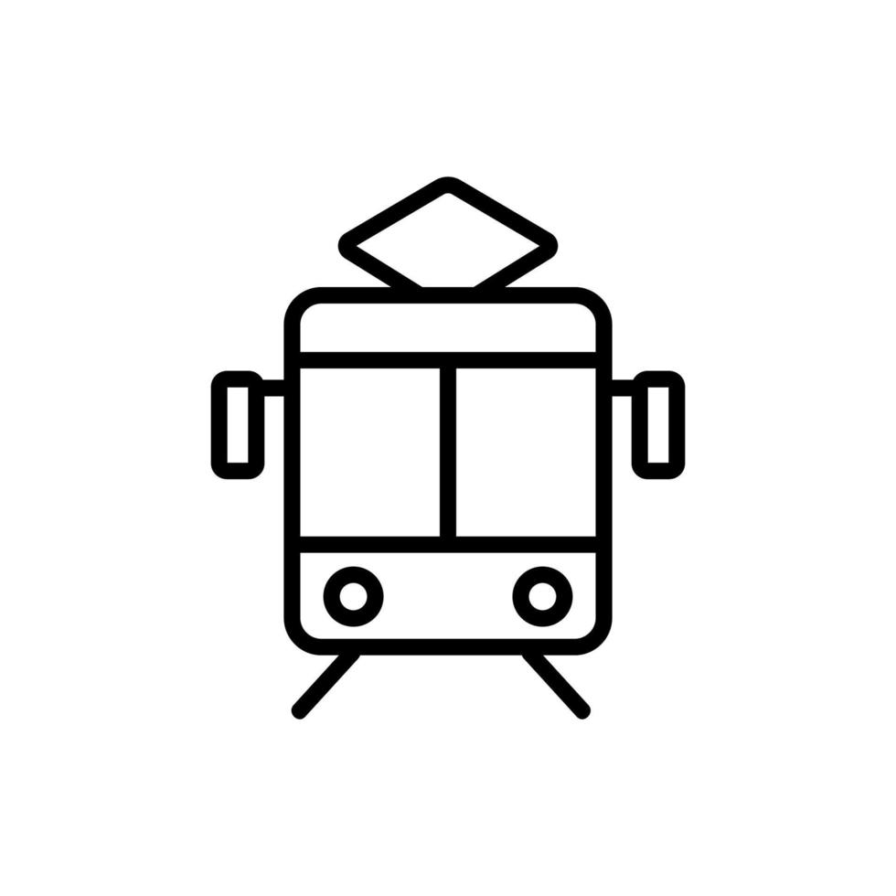 tram on the rails icon vector. Isolated contour symbol illustration vector