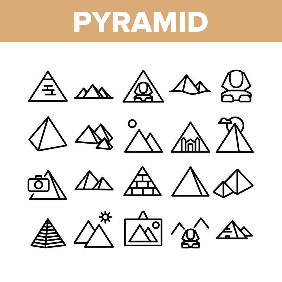 Pyramid Attraction Collection Icons Set Vector